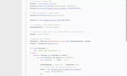 Načítáme a zapisujeme data do Tabulek Google pomocí PHP. Krok za krokem