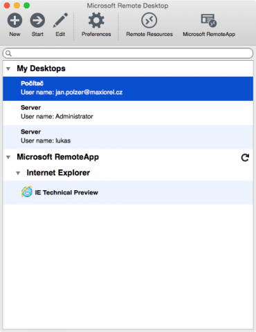 Microsoft Remote Desktop na Macu