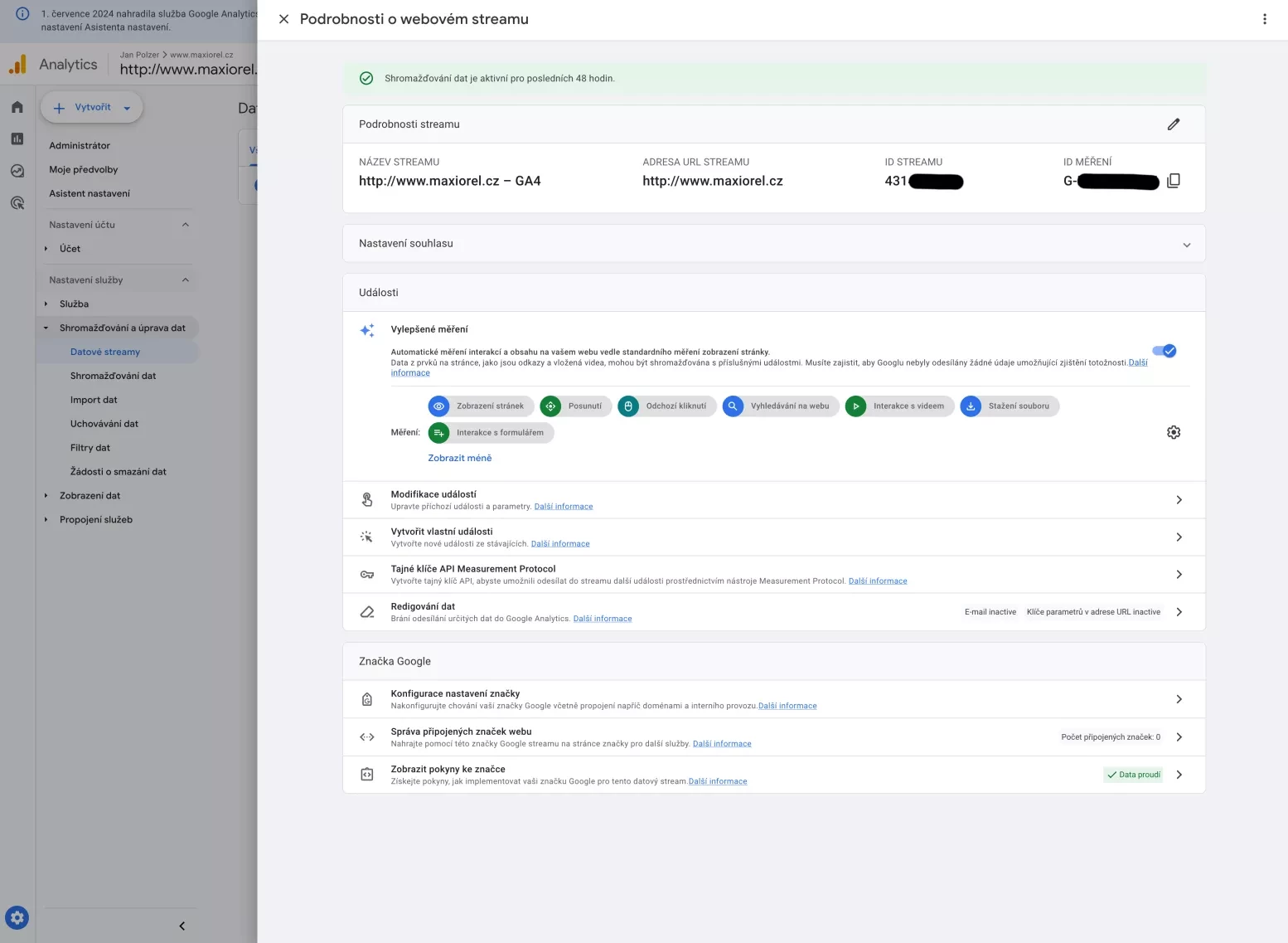 GA4 a nastavení datového streamu