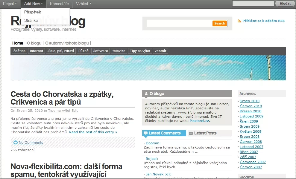 WordPress 3.1 - administrační lišta ve frontendu