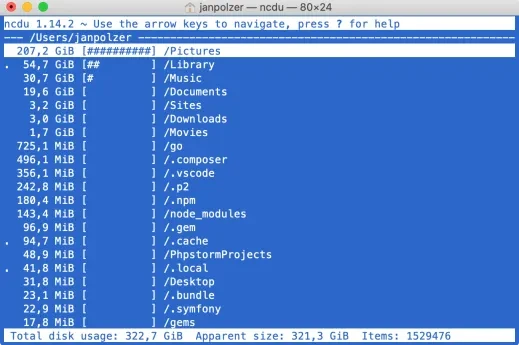 Ncdu: analýza využití disku v příkazovém řádku