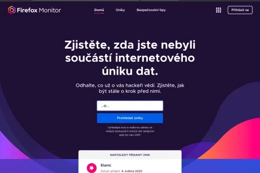 Firefox Monitor: upozorní vás na úniky hesel