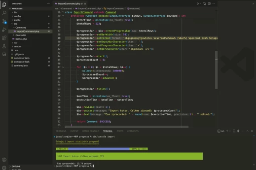 Jak na progress bar v konzolové aplikaci se Symfony