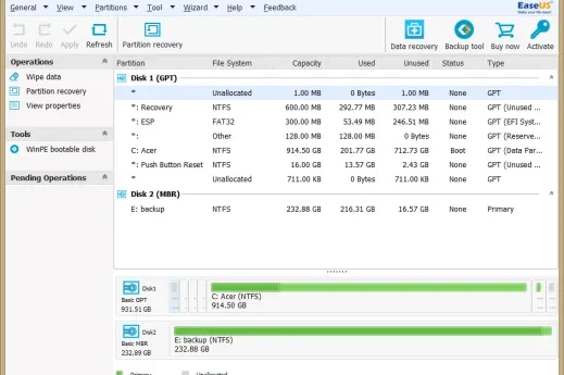 EaseUS Partition Master: když potřebujete pracovat s diskovými oddíly